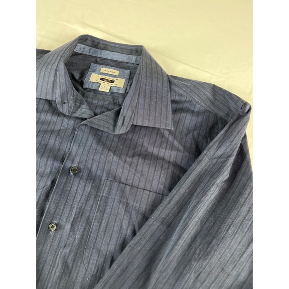 Joseph Abboud Mens XL Blue Striped Long Sleeve Non Iron Dress Shirt - Picture 1 of 7